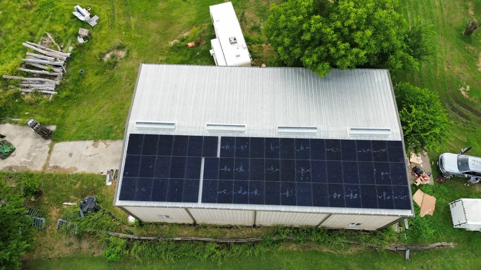 Solar array installed on a metal roof building