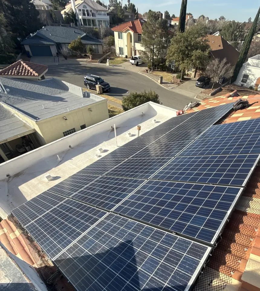Solar panels on a tile roof